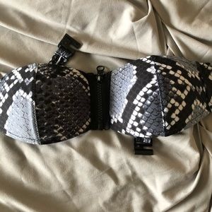 snake skin bandeau swim top